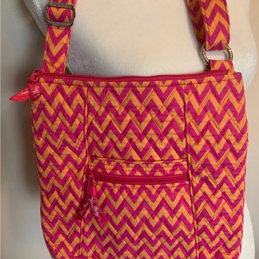 Vera Bradley Pink and Orange Chevron Crossbody Bag